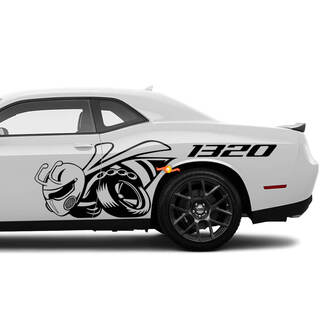 Side Huge Drag Bee 1320 Vinyl Decal Stickers Kit for Dodge Challenger R/T Scat Pack 1320
