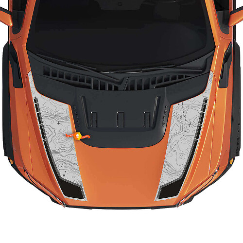 Topographic Map Dual Hood Stripes Vinyl Decal Kit for Musclecar truck power truck