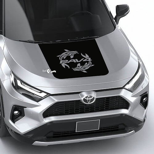 Koi Carp & Rav4 Logo Hood Vinyl Decal Sticker for Toyota RAV4_1