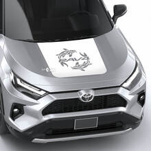 Koi Carp & Rav4 Logo Hood Vinyl Decal Sticker for Toyota RAV4_2