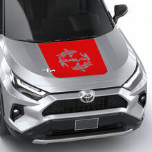 Koi Carp & Rav4 Logo Hood Vinyl Decal Sticker for Toyota RAV4_3
