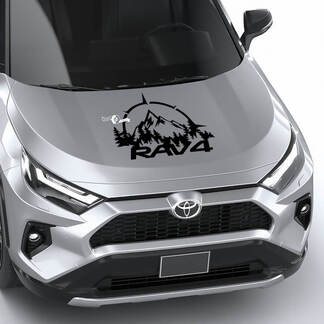 Compass with Mountains Trees RAV4 Hood Vinyl Decal Graphic Sticker fit to Toyota RAV4
 1