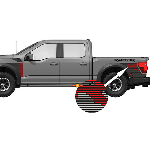 Bedside Side Front Fender Graphics fit to 2024 Ford F150 Raptor R Vinyl Sticker Decal kit stripes
