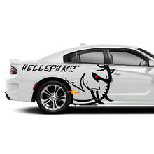 Hellephant Logo Side Vinyl Decal Kit for Dodge Challenger or Charger_2