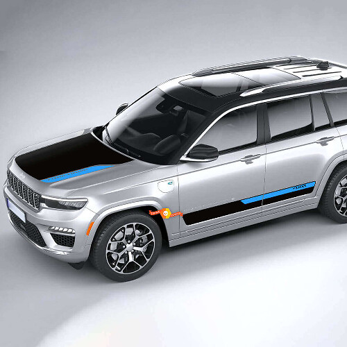 4xe Hood and Side Stripes Vinyl Decal Kit for Jeep Grand Cherokee 2022+