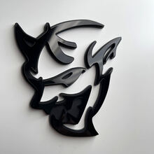 Custom 3D Badge Demon Dodge Charger Challenger logo Fender Badges Emblem Black vs Black
 3