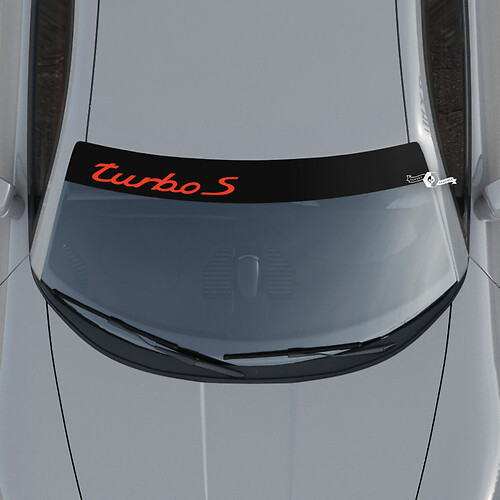 Porsche Turbo S Logo Windshield with Background Stripes Kit Decal Sticker 2

