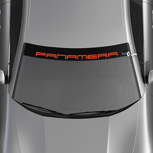 Porsche Panamera Logo Windshield with Background Stripes Kit Decal Sticker
