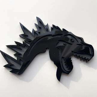 Custom 3D Badge Godzilla Angry logo Fender Badges Emblem Gray and Black
 1