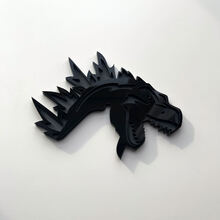 Custom 3D Badge Godzilla Angry logo Fender Badges Emblem Gray and Black
 3