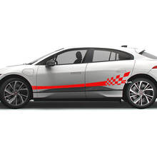 Jaguar I Pace Side Checkered Stripe Graphics Doors decal Logo Lines sticker
 2