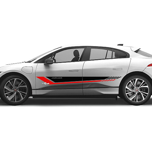 Jaguar I-Pace Side Dual Colour Stripes Graphics Doors Decal Logo Lines Sticker
