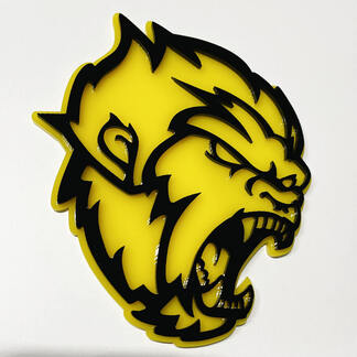 Angry Yeti Sasquatch Bigfoot 3D Badge Gloss Yellow vs Gloss Black Fender Badges Emblem
 1