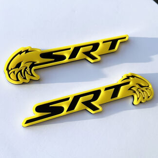 SRT Trackhawk 3D Badge Gloss Yellow vs Gloss Black Fender Badges Emblem
