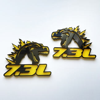 Godzilla 7.3L MEGAZILLA Ford Performance 7.3L 3D Badge Black vs Yellow Fender Badges Emblem
