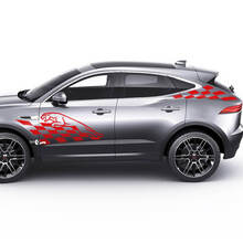 Pair Jaguar E-Pace Side Logo Checkerboard Flag Doors Graphics decal Logo sticker
 3