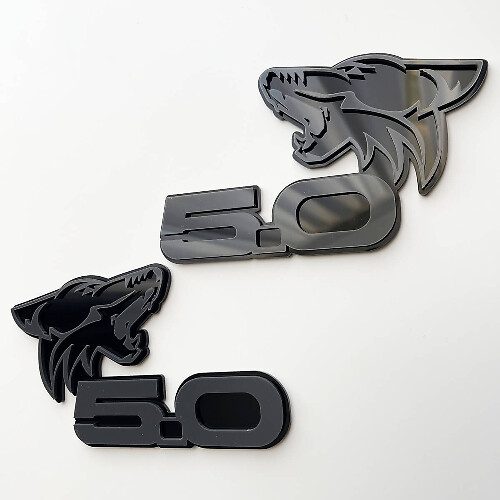 COYOTE 5.0 Fender Badges Emblem 3D Badge Black vs Grey
 1