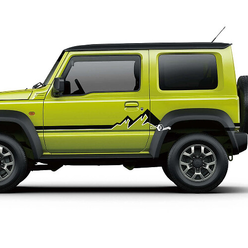 Pair Suzuki JIMNY Side Doors Mountain graphics decal Lines sticker 2 Colors
