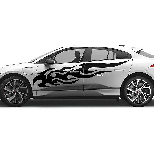 2x Jaguar F-Type R Side Racing Graphics Doors Side Flame Secal Vinyl Sticker
