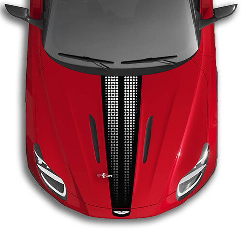 Hood Aston Martin DB11 Stripe Checkerboard Flag Vinyl Decals Stickers - 2 Colors Gradien
