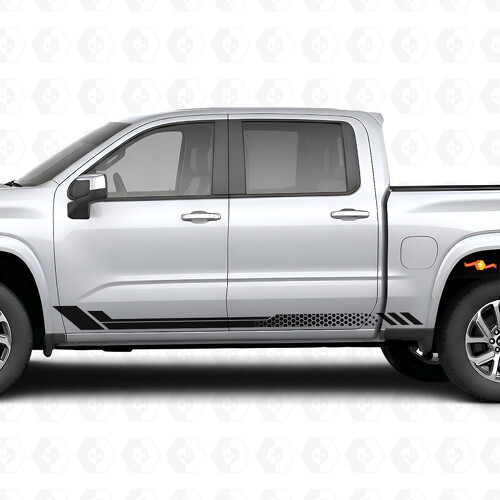 Honeycomb Door & Rocker Panel Vinyl Stripes for Chevrolet Silverado 1500 Next Generation 2027_1