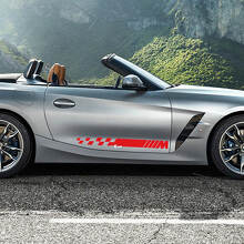 Side Door Checkered Stripes with M Logo BMW Z4 Vinyl Decal Sticker
 2