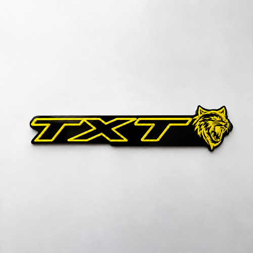 SRT Style Black Yellow Custom TXT Cat 3D Fender Badge
