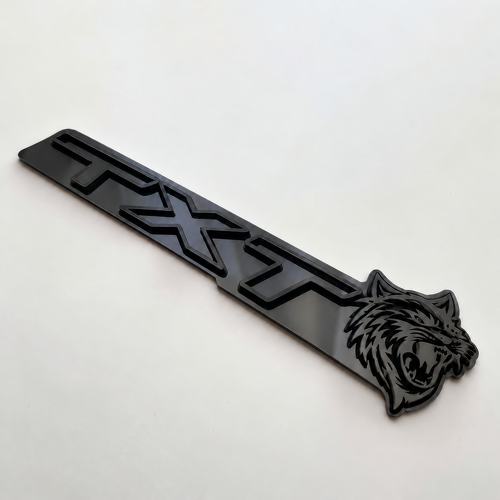 SRT Trackhawk Style Grey Black Custom TXT Cat 3D Fender Badge