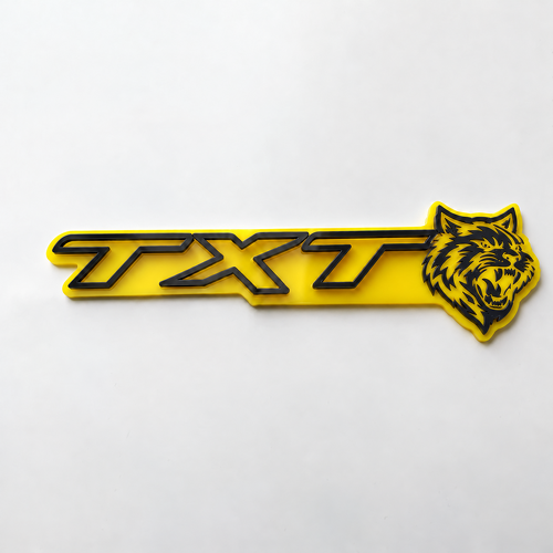 SRT Style Yellow Grey Custom TXT Cat 3D Fender Badge
