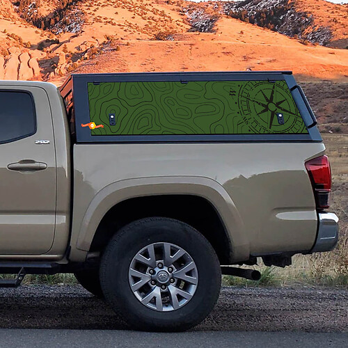 Topographic Map Vinyl Decal for Toyota Tacoma Truck Cap Stickers - Custom Off-Road Graphics
