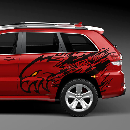 Jeep Grand Cherokee Trackhawk Logo Splash Grunge Stripes Kit Vinyl Sticker Decal Graphic 2
