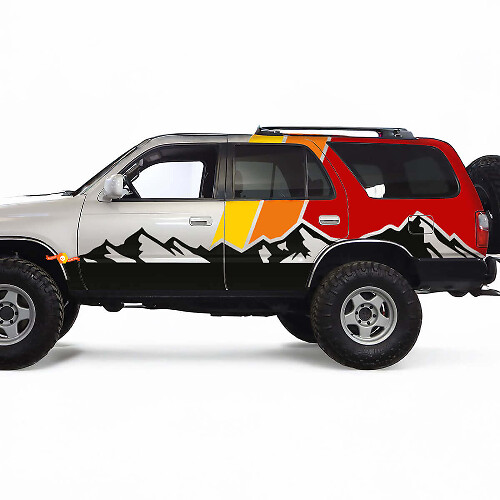 Mountain Range with Retro Stripes Side Vinyl Decal Sticker for Toyota 4Runner 1996-2002
