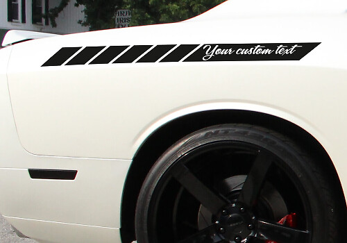 Custom Text Side Racing Stripe Vinyl Decals Pair for Cars