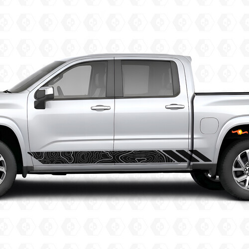 Topographic Contour Door & Rocker Panel Vinyl Stripes for Chevrolet Silverado 1500 Next Generation 2027