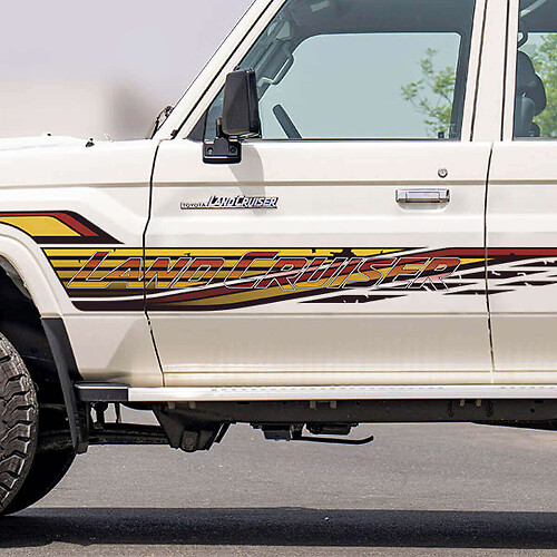 Lettering Retro Side Classic Stripes Sticker Graphics Decal Kit for Toyota LandCruiser