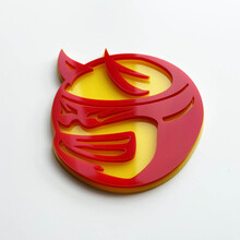 Custom 3D Badge Drag Bee Demon Dodge Charger Challenger logo Fender Badges Emblem Red and Yellow
 2