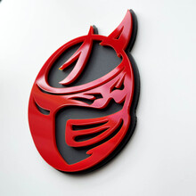 Custom 3D Badge Drag Bee Demon Dodge Charger Challenger logo Fender Badges Emblem Red and Grey
 3