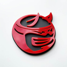 Custom 3D Badge Drag Bee Demon Dodge Charger Challenger logo Fender Badges Emblem Red and Grey
 4
