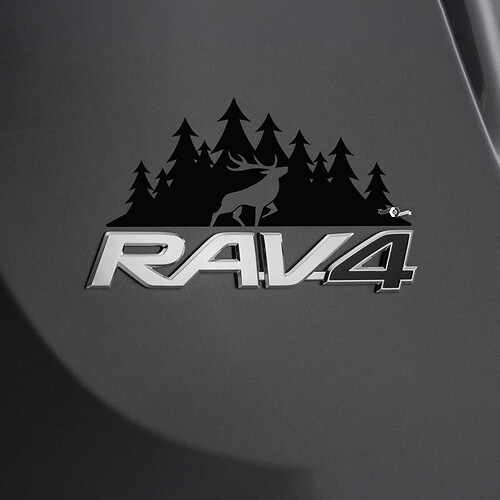 Mountains Deer Decal Sticker Over Rear Toyota Rav4 Badge
 1