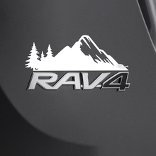 Mountains Trees Decal Sticker Over Rear Toyota Rav4 Badge
 3