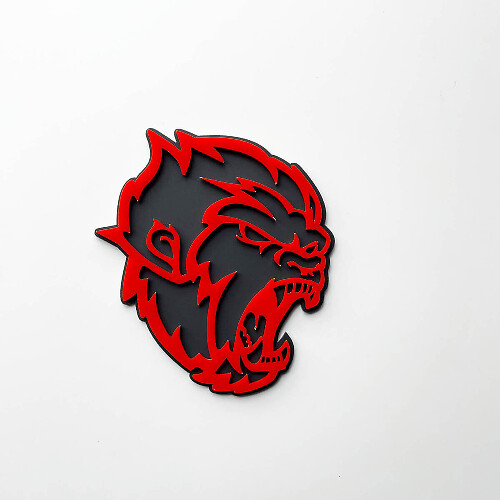 Angry Yeti Sasquatch Bigfoot 3D Fender Badges Emblem Grey vs Red
