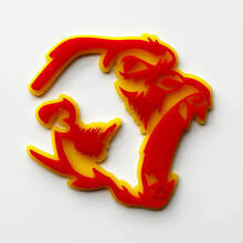 Gorilla Angry 3D Badge Fender Badges Emblem Red vs Yellow
 4