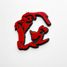 Gorilla Angry 3D Badge Fender Badges Emblem Red vs Grey
 2