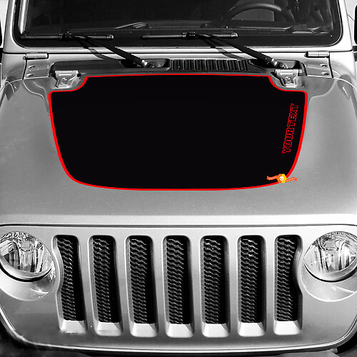 Autocollant vinyle de capot à contour rouge pour Jeep Wrangler