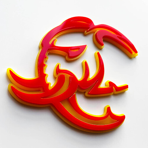 HellElephant 3D Badge Fender Badges Emblem Yellow vs Red
