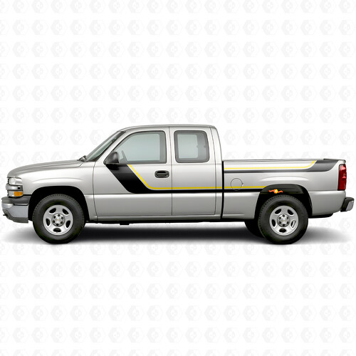 Sweeping Upper Accent Door & Bedside Vinyl Stripes for Chevrolet Silverado 1500 GMT800 1999-2007