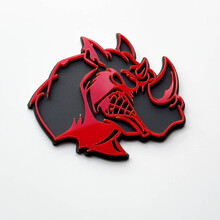 3D Rhino Angry Logo Badge - Custom Fender Emblem for Cars Trucks and SUVs Red vs Grey
 3