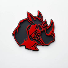 3D Rhino Angry Logo Badge - Custom Fender Emblem for Cars Trucks and SUVs Red vs Grey
 4