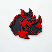 3D Rhino Angry Logo Badge - Custom Fender Emblem for Cars Trucks and SUVs Red vs Grey
 4