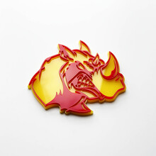 3D Rhino Angry Logo Badge - Custom Fender Emblem for Cars Trucks and SUVs Red vs Yellow
 3